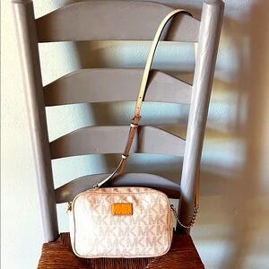 Michael Kors Cream and Tan Crossbody Bag